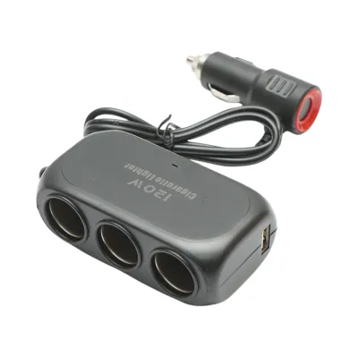 Adaptor bricheta auto tripla 12/24V cu 2 porturi USB 5V/2100mA negru