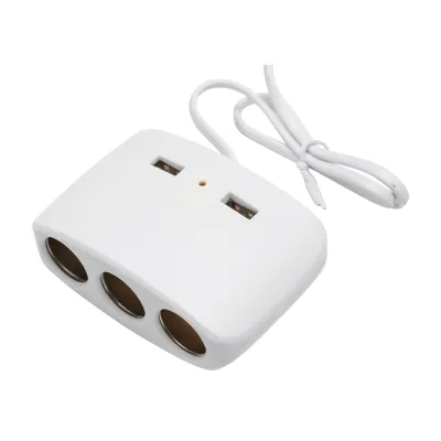 Adaptor bricheta auto tripla 12/24V alb si 2x port USB 5V/1000mA - imagine 6