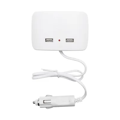 Adaptor bricheta auto tripla 12/24V alb si 2x port USB 5V/1000mA - imagine 3
