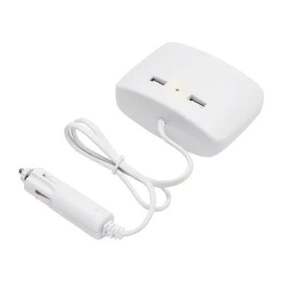 Adaptor bricheta auto tripla 12/24V alb si 2x port USB 5V/1000mA - imagine 2