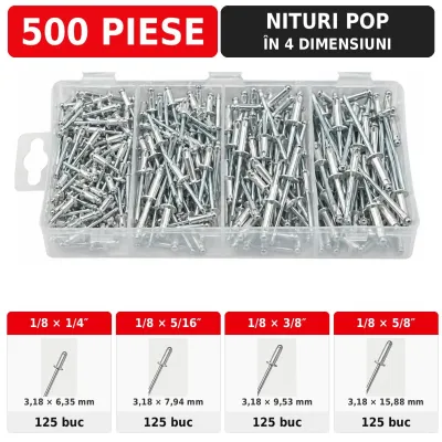 Trusa popnituri 500 piese Breckner Germany - imagine 2