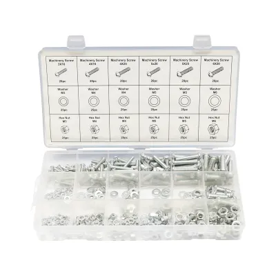 Trusa suruburi metrice cu cap cruce, piulite si saibe plate 420 piese - imagine 2
