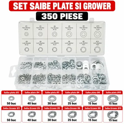 Trusa saibe plate si grover 350 piese Breckner Germany - imagine 2