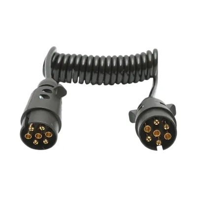 Cablu spiral 2.5m cu 2 stechere tata, 7 pini pentru priza auto remorca Breckner Germany - imagine 3