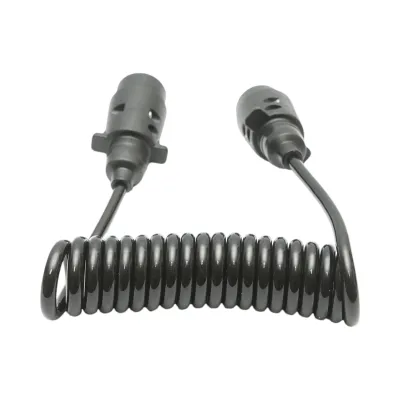 Cablu spiral 2.5m cu 2 stechere tata, 7 pini pentru priza auto remorca Breckner Germany - imagine 2