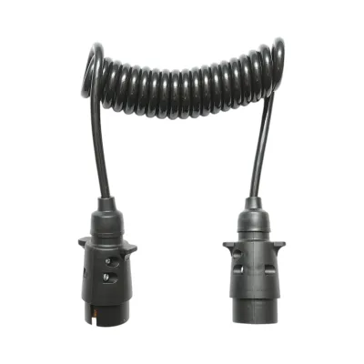 Cablu spiral 2.5m cu 2 stechere tata, 7 pini pentru priza auto remorca Breckner Germany