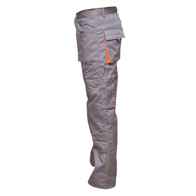 Pantaloni de lucru poliester cu bumbac 235g/m2, gri cu portocaliu marimea 52 Breckner Germany - imagine 3