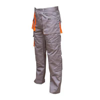 Pantaloni de lucru poliester cu bumbac 235g/m2, gri cu portocaliu marimea 62 Breckner Germany - imagine 2