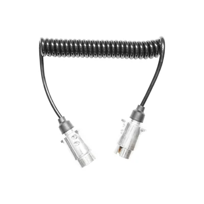 Cablu spiral electric flexibil 2.5M, 7 pini pentru remorca cu 2 fise tata metalice Breckner Germany - imagine 2