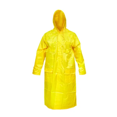 Pelerina cu gluga impermeabila XL din poliester cu membrana PVC fante de aerisire, 2 buzunare si fermoar galben Breckner Germany	