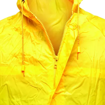 Pelerina cu gluga impermeabila XXL din poliester cu membrana PVC fante de aerisire, 2 buzunare si fermoar galben Breckner Germany	 - imagine 7