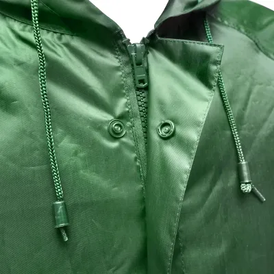 Pelerina cu gluga impermeabila L din poliester cu membrana PVC fante de aerisire, 2 buzunare si fermoar verde Breckner Germany	 - imagine 7