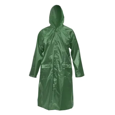Pelerina cu gluga impermeabila L din poliester cu membrana PVC fante de aerisire, 2 buzunare si fermoar verde Breckner Germany	