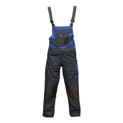 Pantaloni de lucru cu pieptar, salopeta din poliester cu bumbac, albastru navy, S Breckner Germany