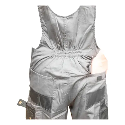 Pantaloni de lucru cu pieptar, salopeta din poliester cu bumbac, gri cu negru, L Breckner Germany - imagine 8