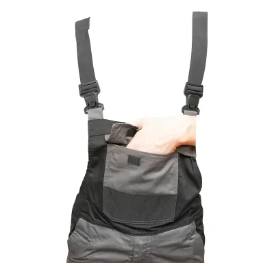 Pantaloni de lucru cu pieptar, salopeta din poliester cu bumbac, gri cu negru, M Breckner Germany - imagine 5