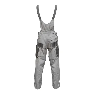 Pantaloni de lucru cu pieptar, salopeta din poliester cu bumbac, gri cu negru, M Breckner Germany - imagine 4