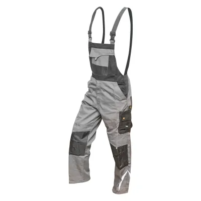 Pantaloni de lucru cu pieptar, salopeta din poliester cu bumbac, gri cu negru, M Breckner Germany - imagine 2