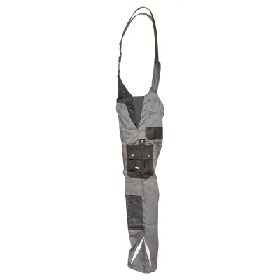Pantaloni de lucru cu pieptar, salopeta din poliester cu bumbac, gri cu negru, M Breckner Germany - imagine 3