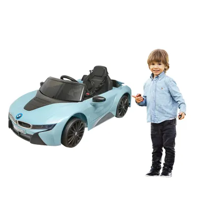 Masinuta electrica cu telecomanda pentru copii BMW i8 coupe 6V/7Ah JE1001 cu scaun piele - imagine 2