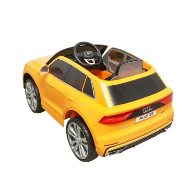 Masinuta electrica cu baterie 6V/7Ah si telecomanda pentru copii JJ2066 Audi Q8 galben cu scaun piele - imagine 8