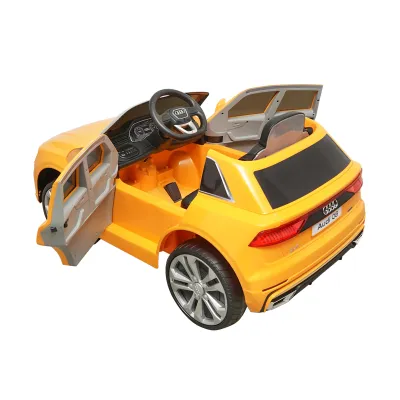 Masinuta electrica cu baterie 6V/7Ah si telecomanda pentru copii JJ2066 Audi Q8 galben cu scaun piele - imagine 5
