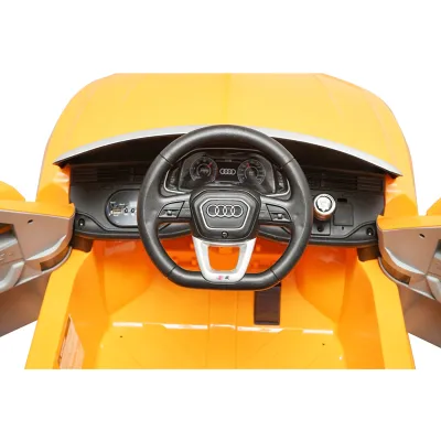 Masinuta electrica cu baterie 6V/7Ah si telecomanda pentru copii JJ2066 Audi Q8 galben cu scaun piele - imagine 7
