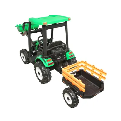 Tractor cu remorca electric pentru copii cu baterie 12V/10Ah si telecomanda JS3158B verde - imagine 4