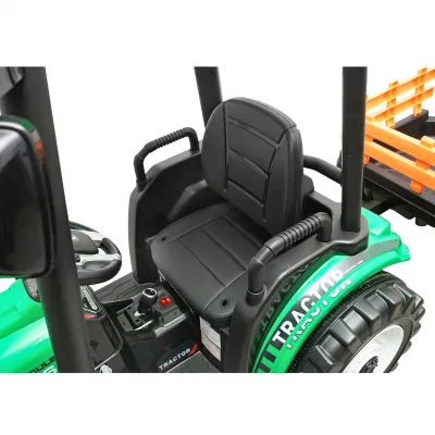 Tractor cu remorca electric pentru copii cu baterie 12V/10Ah si telecomanda JS3158B verde cu scaun din piele - imagine 8
