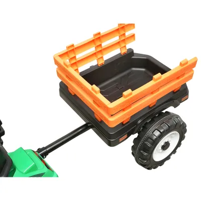 Tractor cu remorca electric pentru copii cu baterie 12V/10Ah si telecomanda JS3158B verde cu scaun din piele - imagine 9