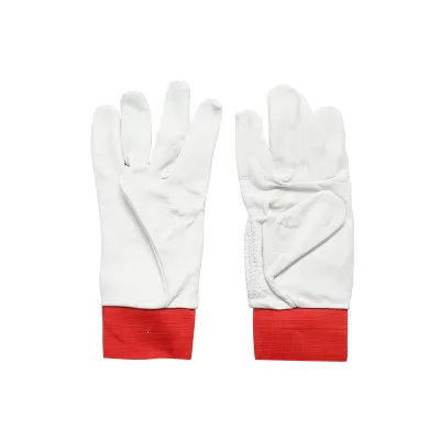 Manusi de lucru din piele de capra alb-rosu Nr 11 - imagine 3