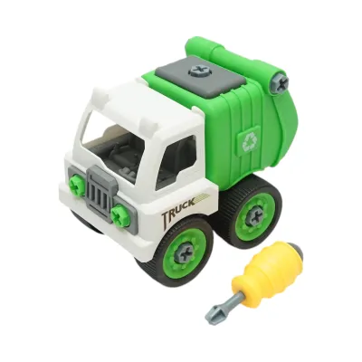 Jucarie tip Montessori, Masina de gunoi verde pentru copii +3 ani - imagine 3