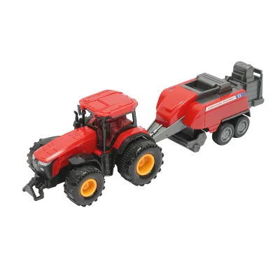 Tractor rosu cu remorca, 304x85x83mm jucarie copii +3 ani - imagine 2