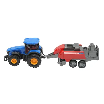 Tractor albastru cu remorca, 304x85x83mm jucarie copii +3 ani - imagine 2