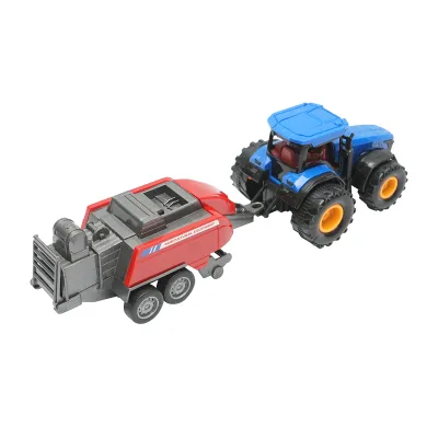 Tractor albastru cu remorca, 304x85x83mm jucarie copii +3 ani - imagine 4