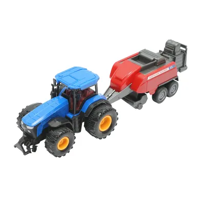 Tractor albastru cu remorca, 304x85x83mm jucarie copii +3 ani - imagine 3