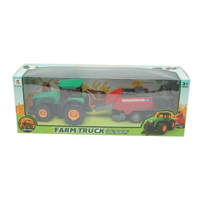 Tractor verde cu remorca, 304x85x83mm jucarie copii +3 ani - imagine 2