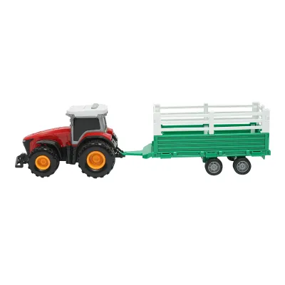 Tractor rosu cu remorca, 304x85x83mm jucarie copii +3 ani - imagine 2