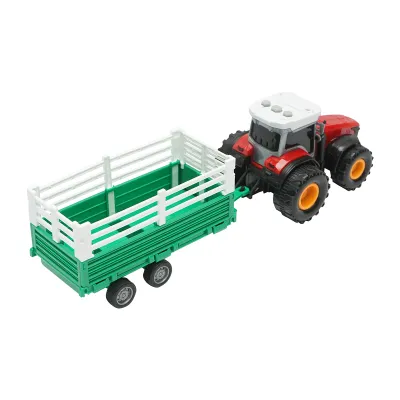 Tractor rosu cu remorca, 304x85x83mm jucarie copii +3 ani - imagine 4