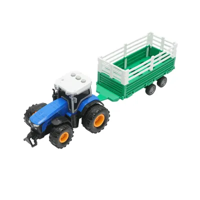 Tractor albastru cu remorca, 304x85x83mm jucarie copii +3 ani - imagine 3