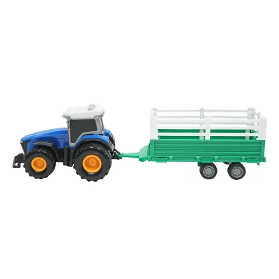 Tractor albastru cu remorca, 304x85x83mm jucarie copii +3 ani - imagine 2