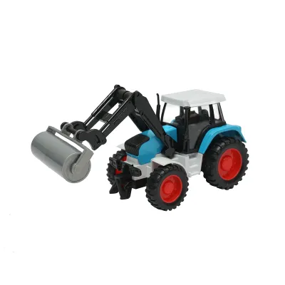 Tractor albastru cu cilindru compactor, 175x65x80mm jucarie copii +3 ani - imagine 3
