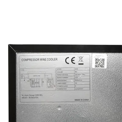 Frigider vin, 33 sticle cu 4 rafturi din lemn 88L, 220V - imagine 6