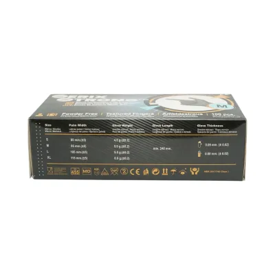 Manusi din nitril negre nepudrate cu textura aderenta pe degete, marimea M 100 buc/cutie - imagine 3