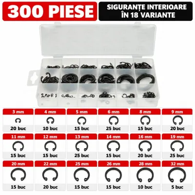 Trusa inele siguranta seeger interioare 3-32mm 300 piese Breckner Germany - imagine 2
