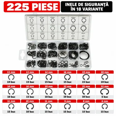 Trusa inele siguranta seeger interioare-exterioare 6-32mm 225 piese Breckner Germany - imagine 2