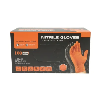 Manusi din nitril negre nepudrate cu textura diamond grip, marimea S 100 buc/cutie - imagine 2