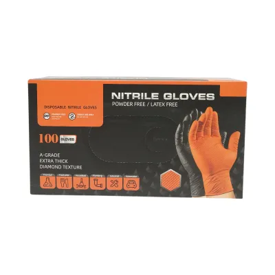 Manusi din nitril negre nepudrate cu textura diamond grip, marimea L 100 buc/cutie - imagine 2