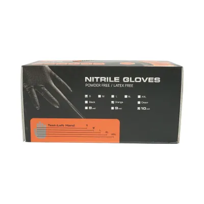 Manusi din nitril portocalii nepudrate cu textura diamond grip, marimea S 100 buc/cutie - imagine 3