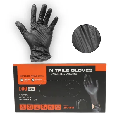 Manusi din nitril sintetic negre nepudrate marimea XL 100 buc/cutie